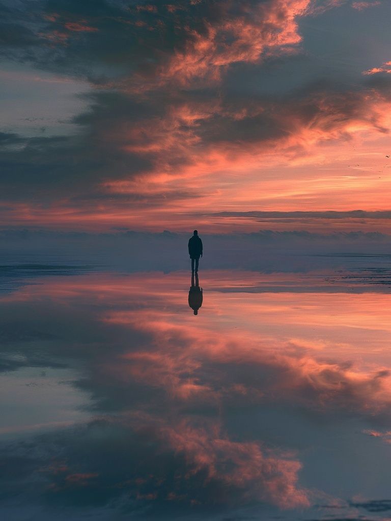 Sunset Reflection Silhouette Photography Poster. poster detail