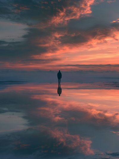 Sunset Reflection Silhouette Photography Poster. poster