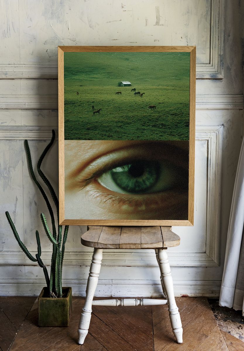 Green Pasture Eye Collage Print. — room view 1