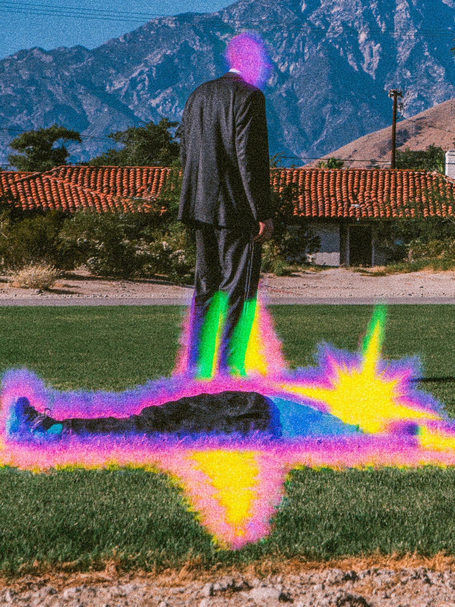 Surreal Neon Figure Photography Poster. poster detail
