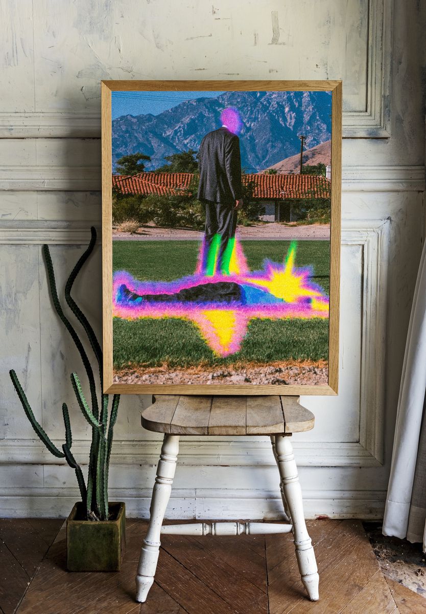 Surreal Neon Figure Photography Poster. — room view 1
