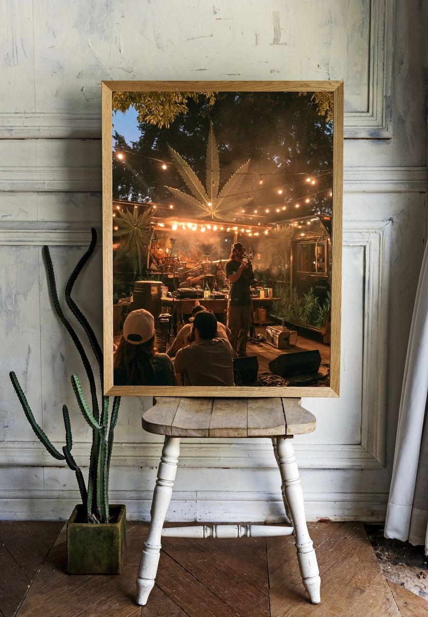 Outdoor Cannabis Concert Photography Poster. — room view 1
