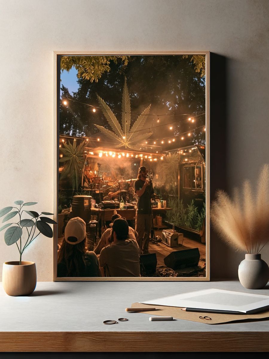 Outdoor Cannabis Concert Photography Poster. — room view 2
