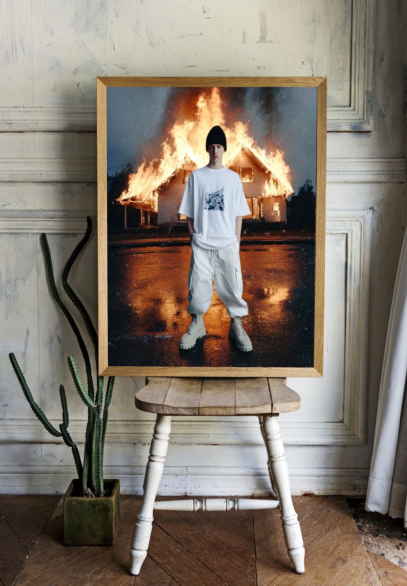 Burning House Fashion Portrait Poster. — room view 1