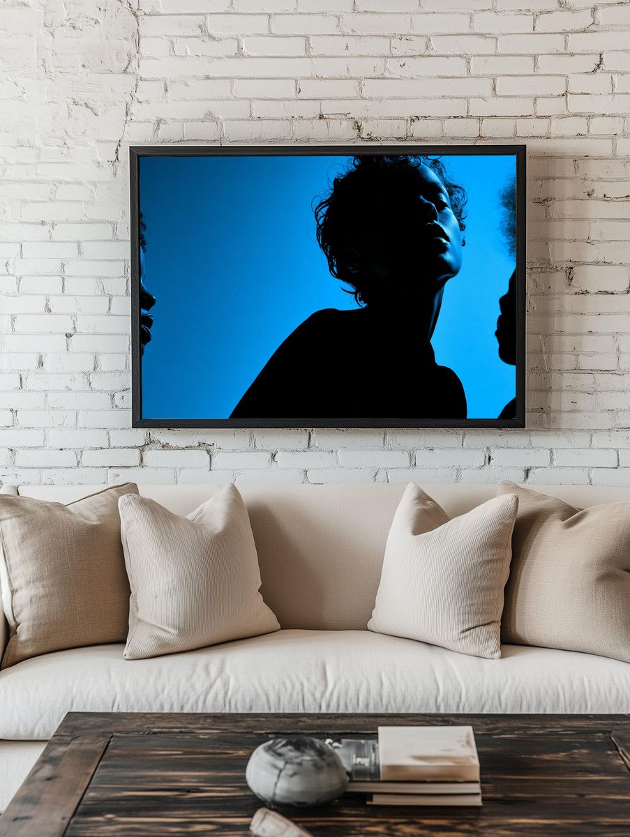 Blue Silhouette Portrait Poster. — room view 1