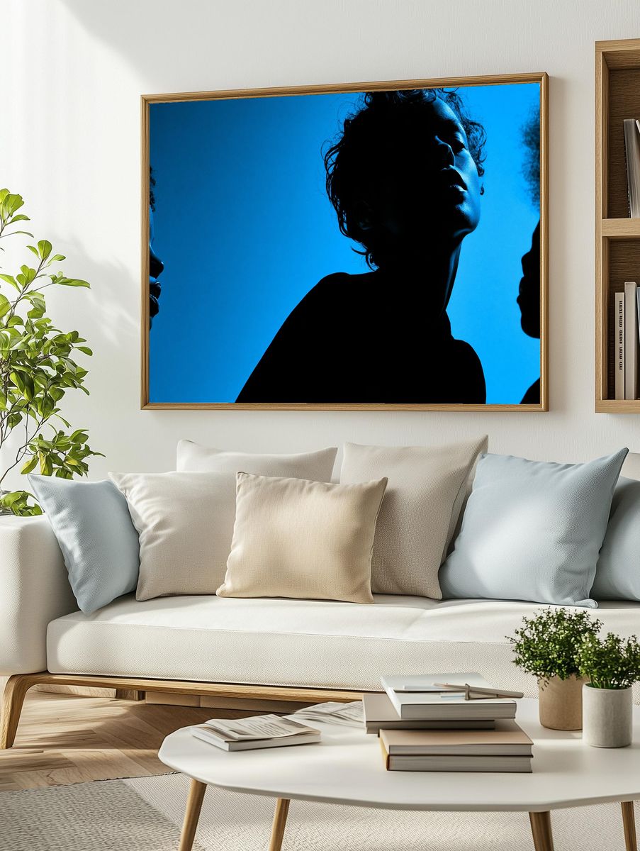 Blue Silhouette Portrait Poster. — room view 2