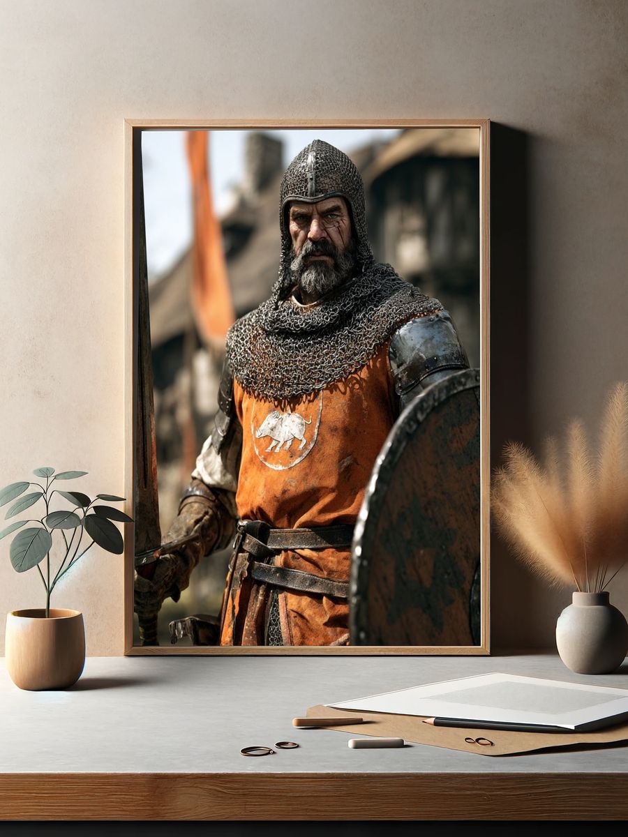 Medieval Knight Portrait Print. — room view 2