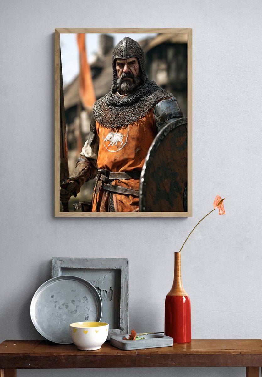 Medieval Knight Portrait Print. — room view 3