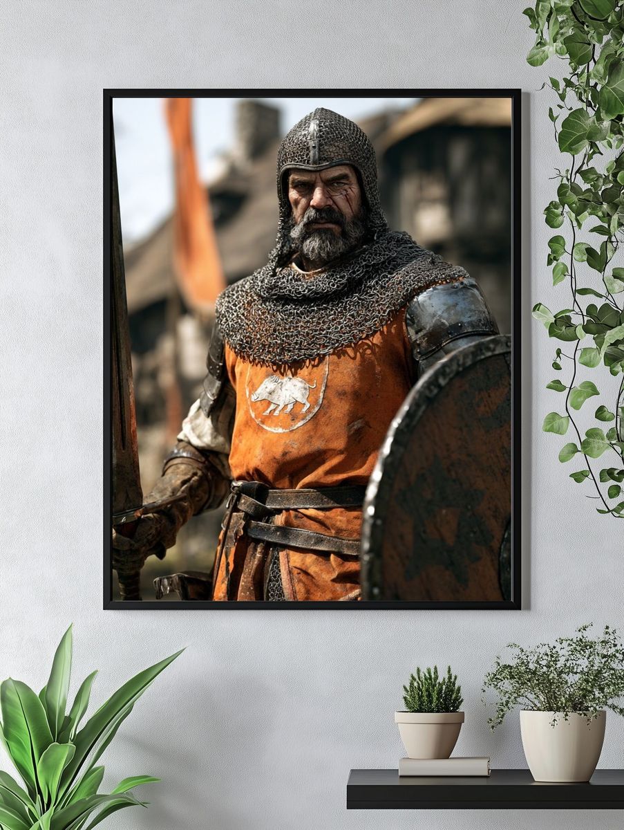 Medieval Knight Portrait Print. — room view 4