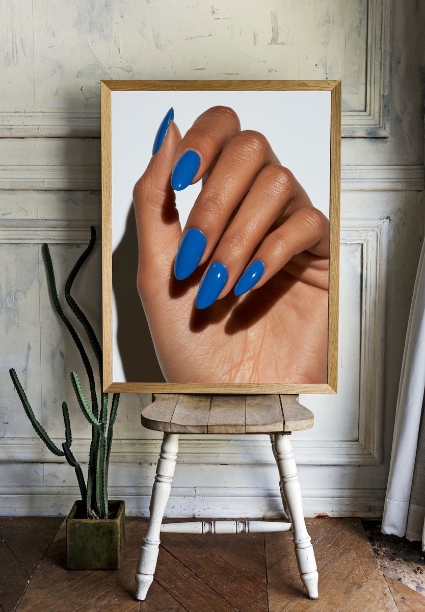 Blue Manicure Portrait Print. room preview