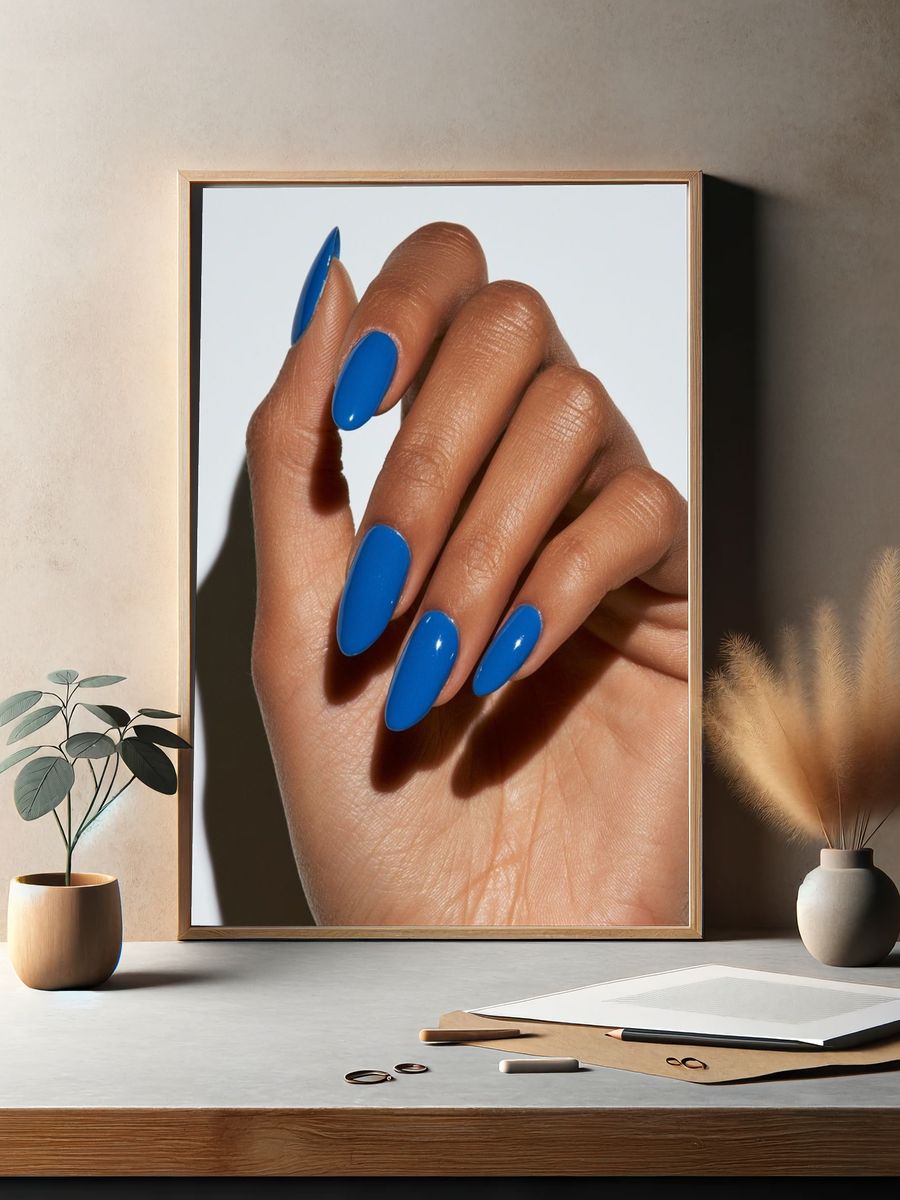 Blue Manicure Portrait Print. — room view 2