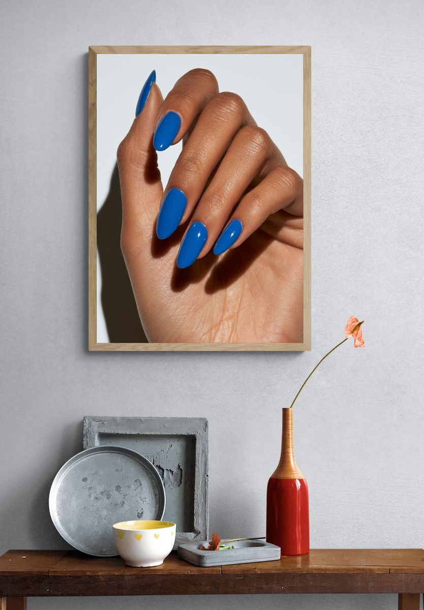 Blue Manicure Portrait Print. — room view 3