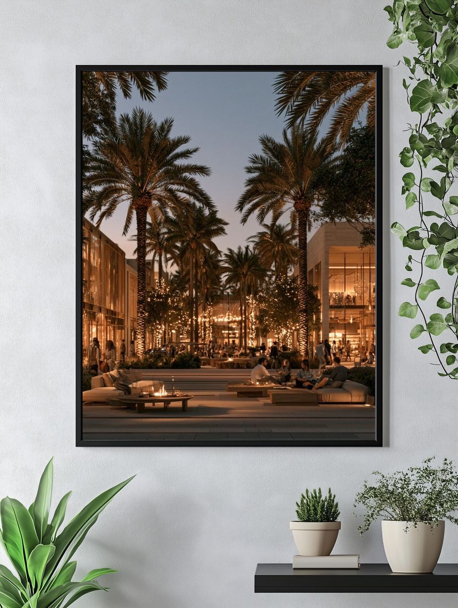 Palm Courtyard at Dusk Photography Poster. — room view 4