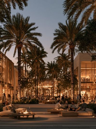 Palm Courtyard at Dusk Photography Poster. poster