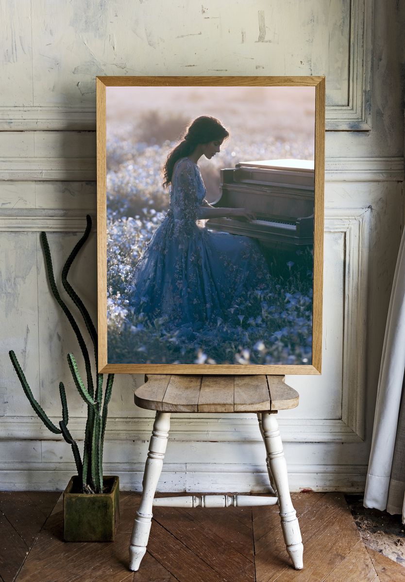 Piano in Bloom Photography Poster. room preview
