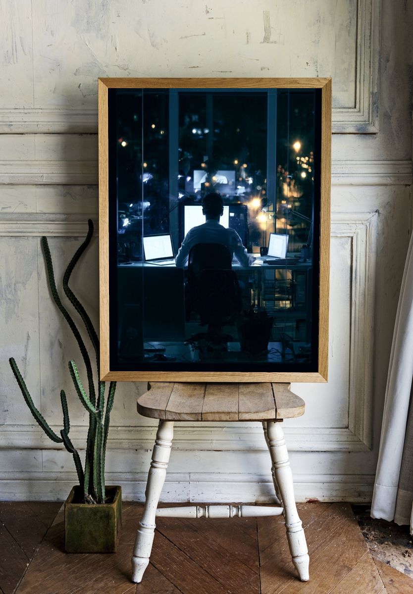Night Office Workstation Photography Poster. room preview