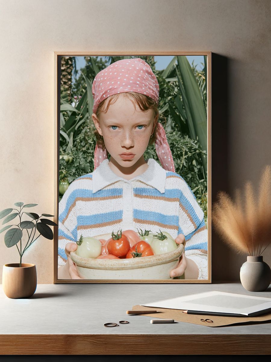Tomato Harvest Portrait Print. — room view 2