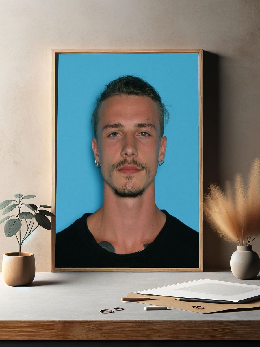Blue Background Portrait Poster. — room view 2