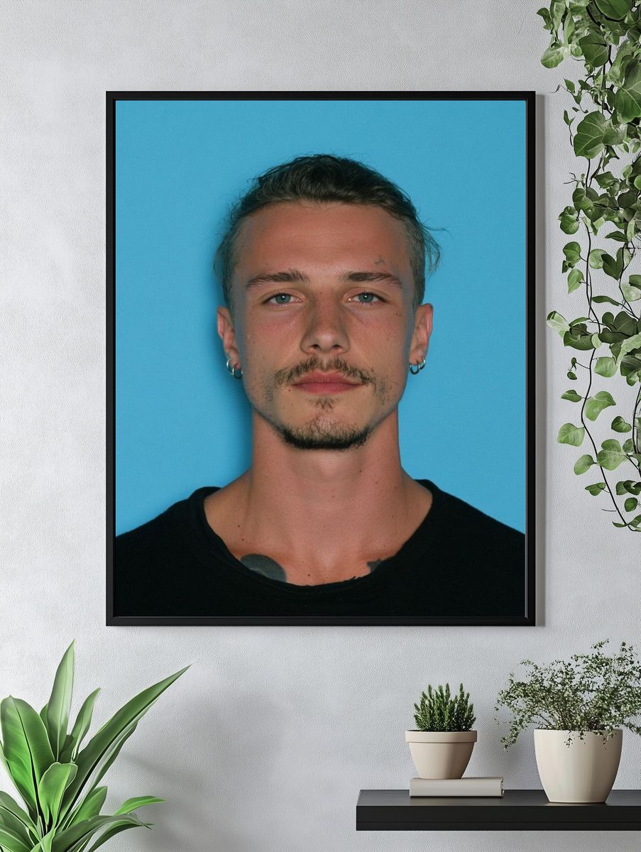 Blue Background Portrait Poster. — room view 4