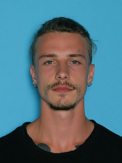 Blue Background Portrait Poster. poster