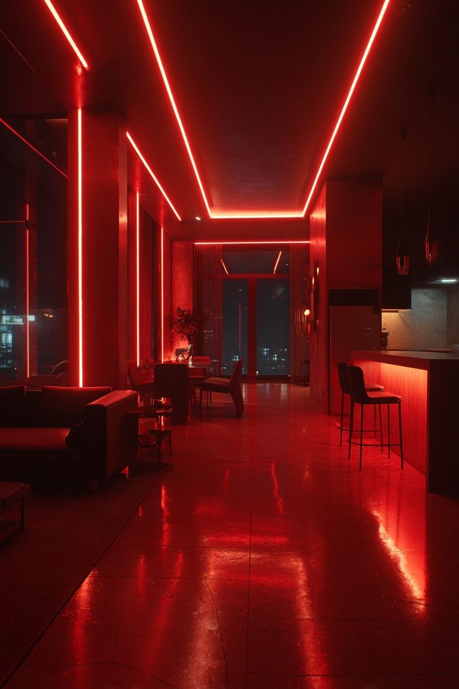 Neon Red Interior Photography Poster. poster — photography art