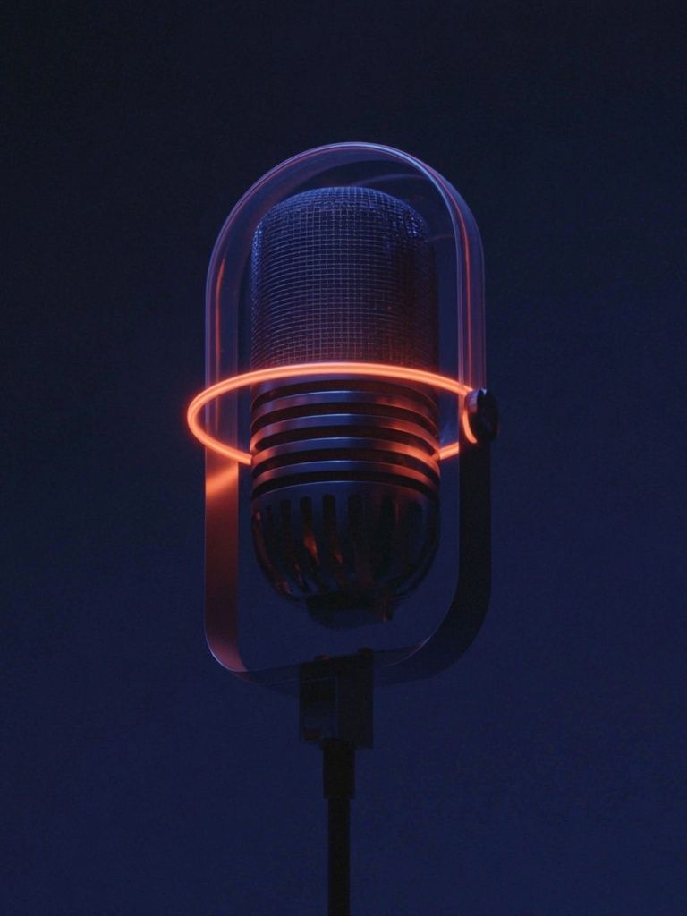 Neon Microphone Photography Poster. poster detail
