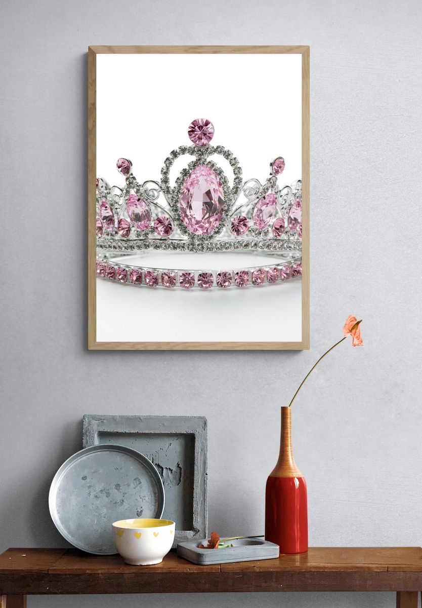 Pink Jeweled Tiara Photography Poster. — room view 3