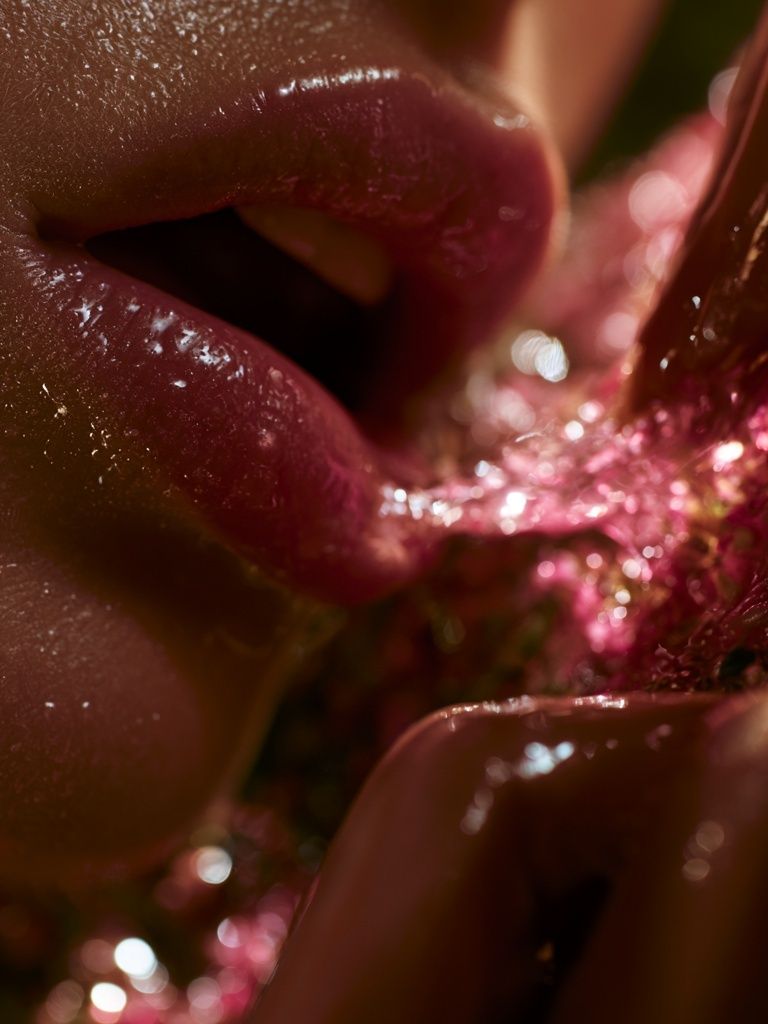 Glossy Lips Macro Photography Poster. poster detail