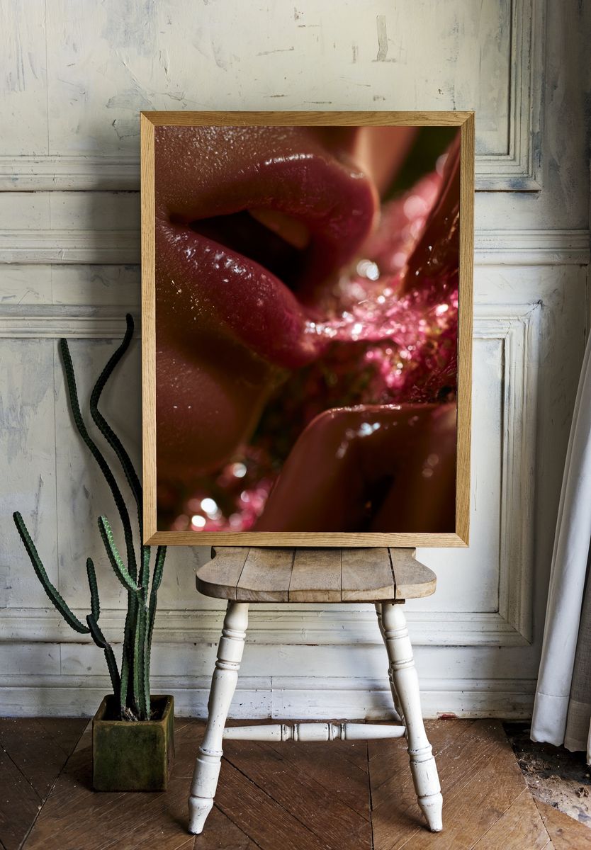 Glossy Lips Macro Photography Poster. — room view 1