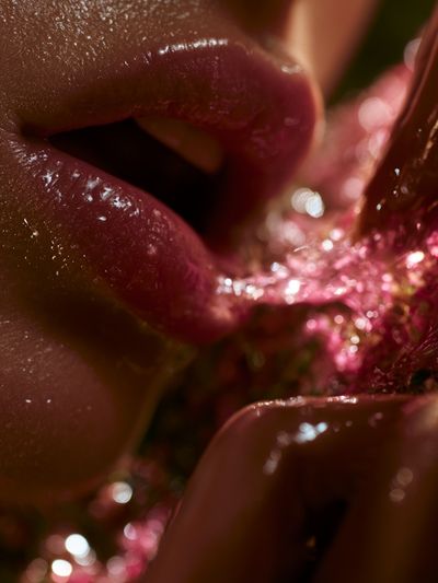 Glossy Lips Macro Photography Poster. poster print