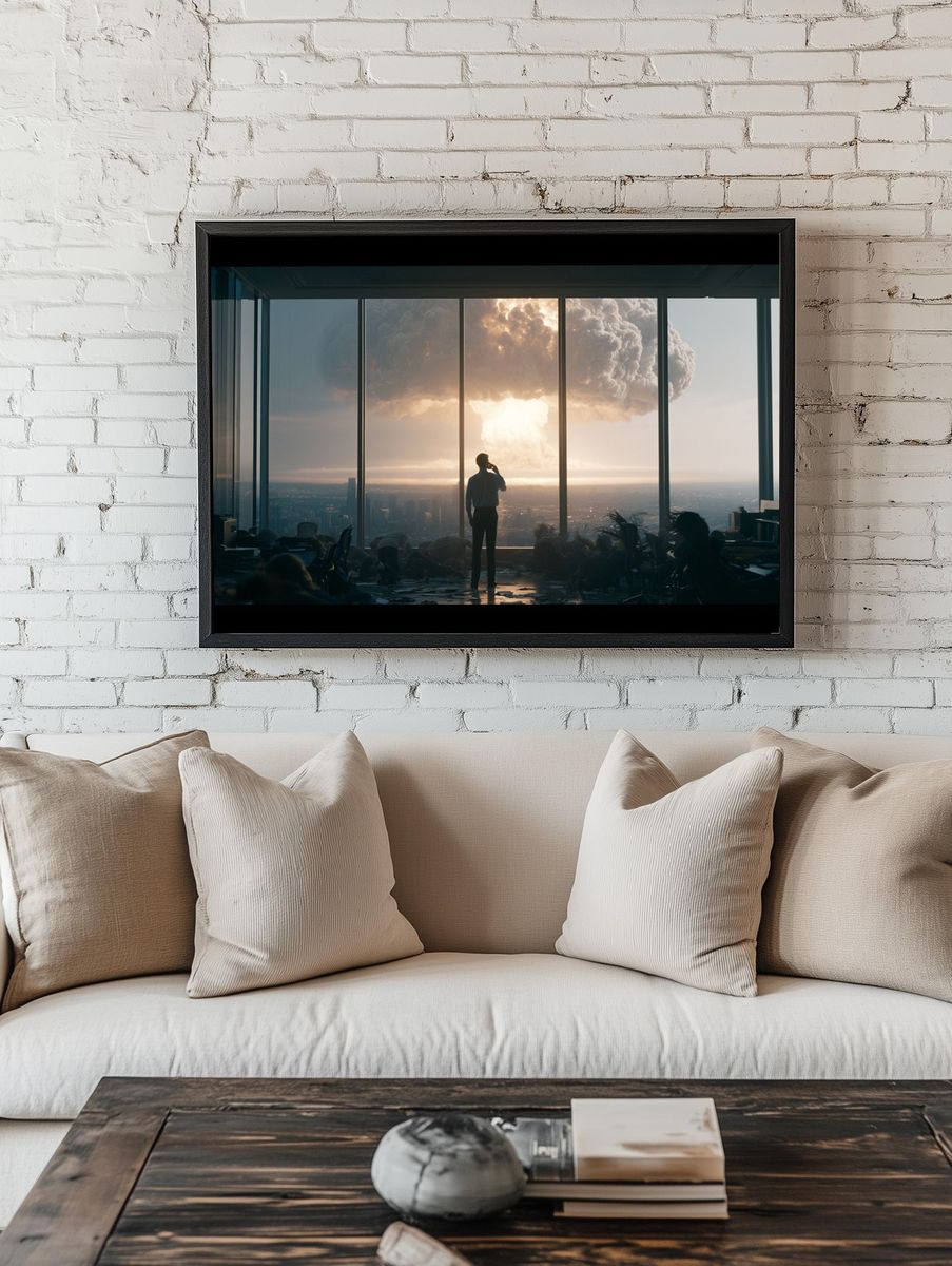 Apocalyptic Office Skyline Photography Poster. — room view 1
