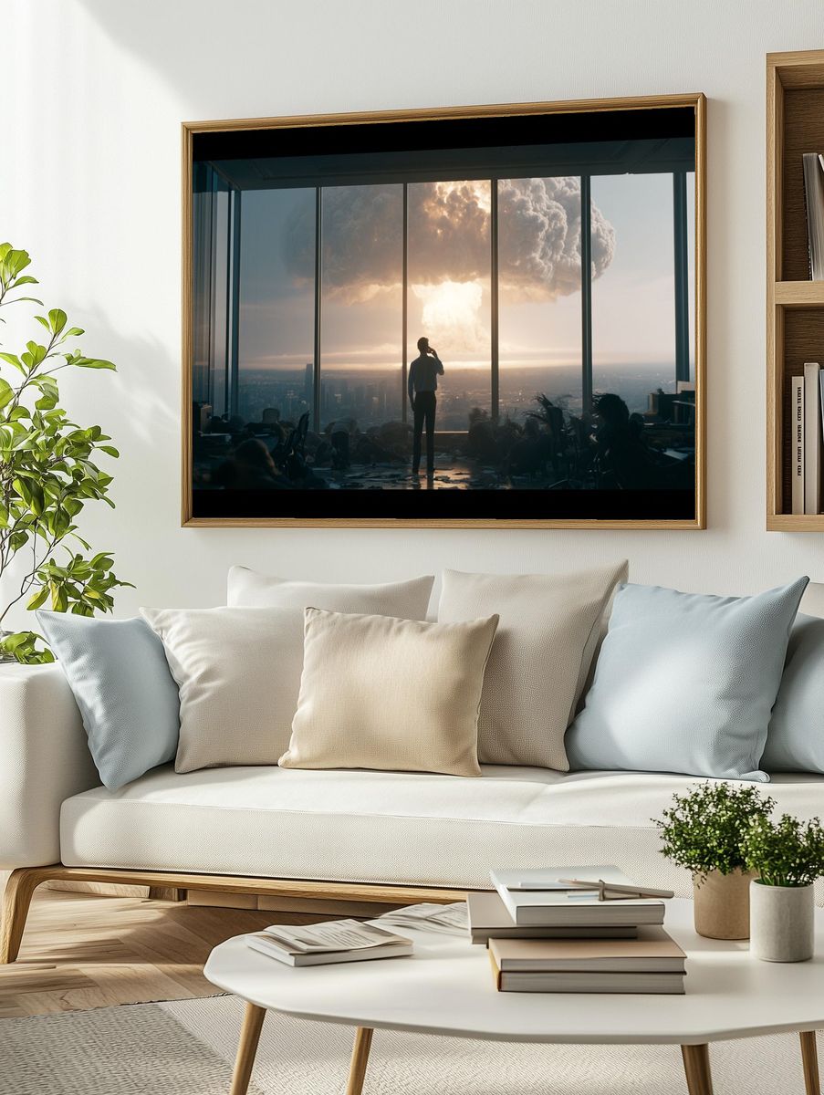 Apocalyptic Office Skyline Photography Poster. — room view 2