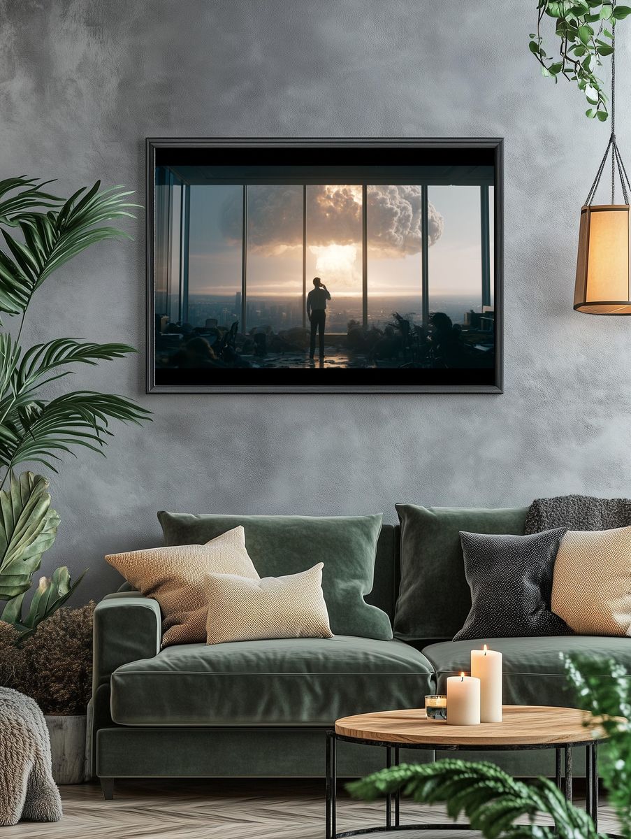 Apocalyptic Office Skyline Photography Poster. — room view 4