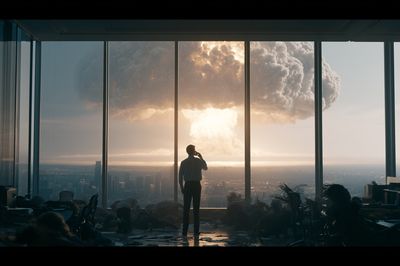 Apocalyptic Office Skyline Photography Poster.