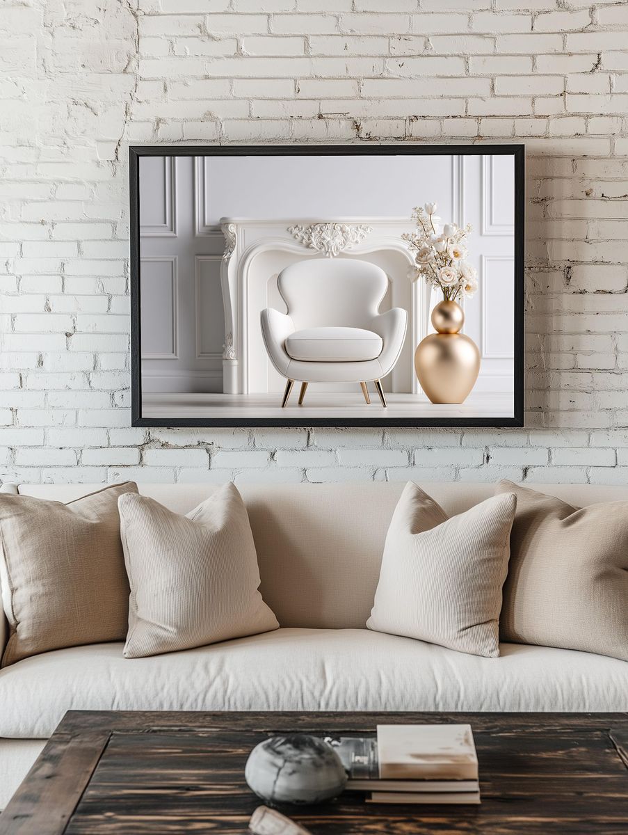 Elegant White Interior Photography Poster. room preview