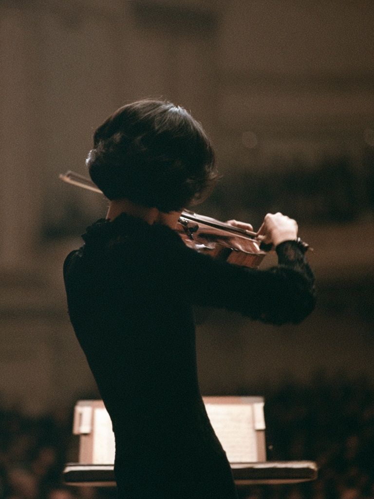 Violinist on Stage Photography Poster. poster detail