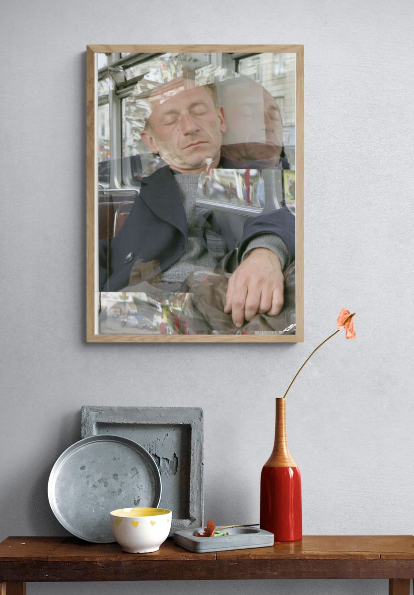 Sleeping Man Collage Photography Poster. — room view 3