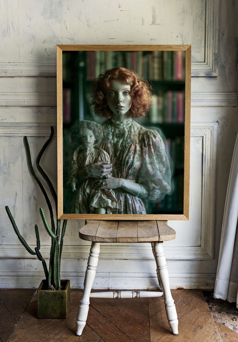 Ghostly Doll Portrait Poster. — room view 1