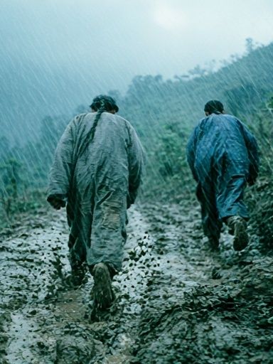 Rainy Mountain Walk Photography Poster. poster detail