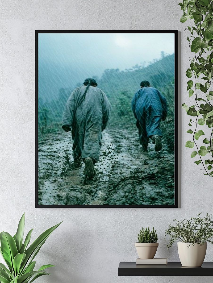 Rainy Mountain Walk Photography Poster. — room view 4