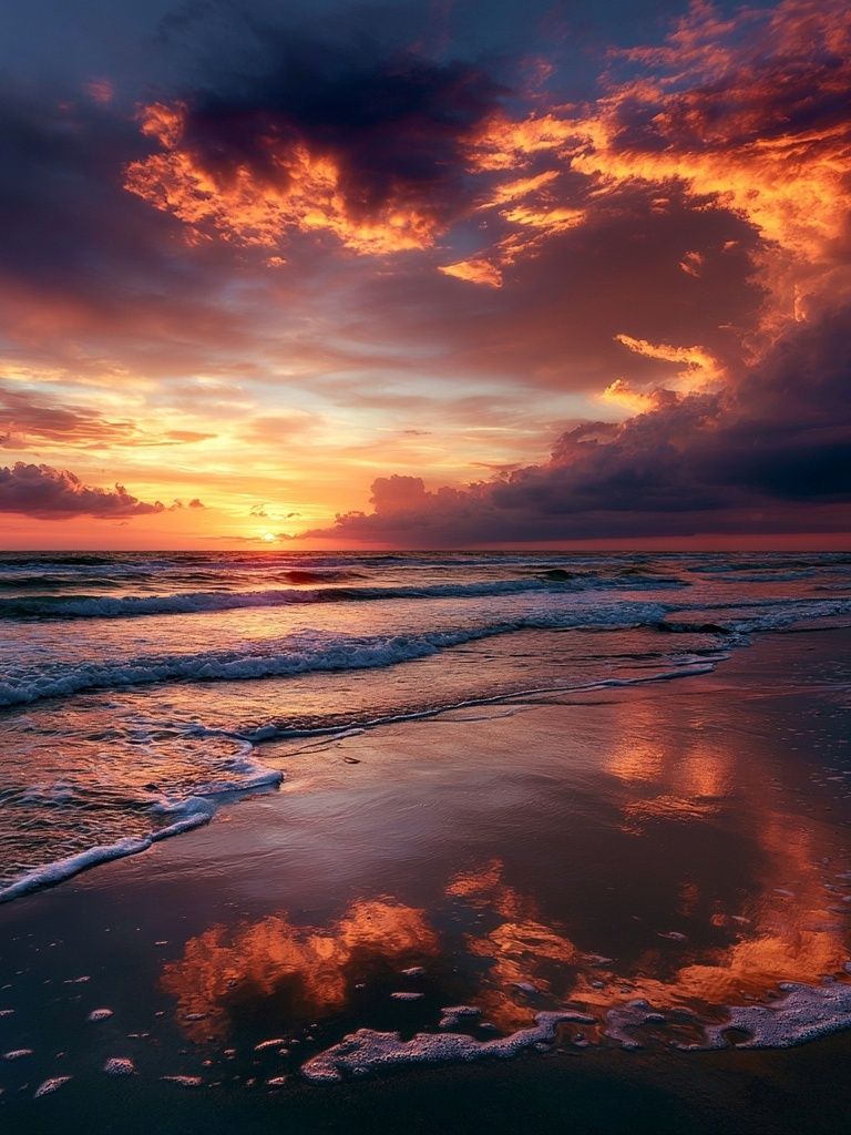 Sunset Ocean Waves Photography Poster. poster — photography art