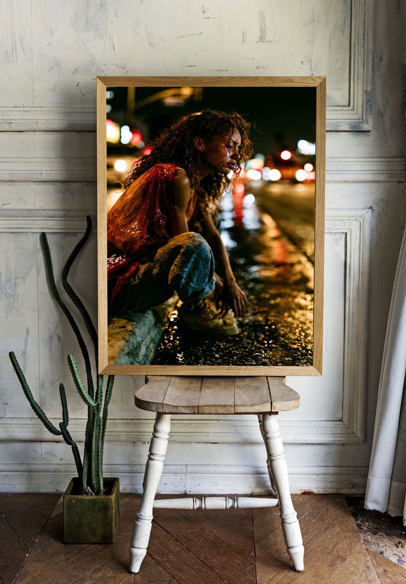 Rainy Night Portrait Photography Poster. room preview
