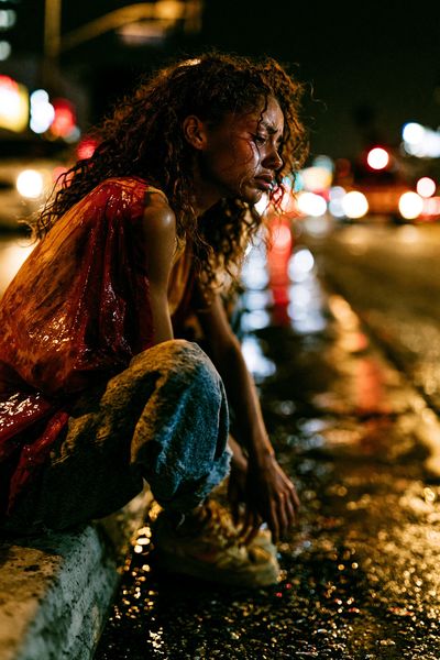 Rainy Night Portrait Photography Poster. poster