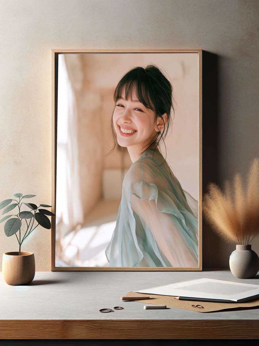 Smiling Portrait Photography Poster. — room view 2