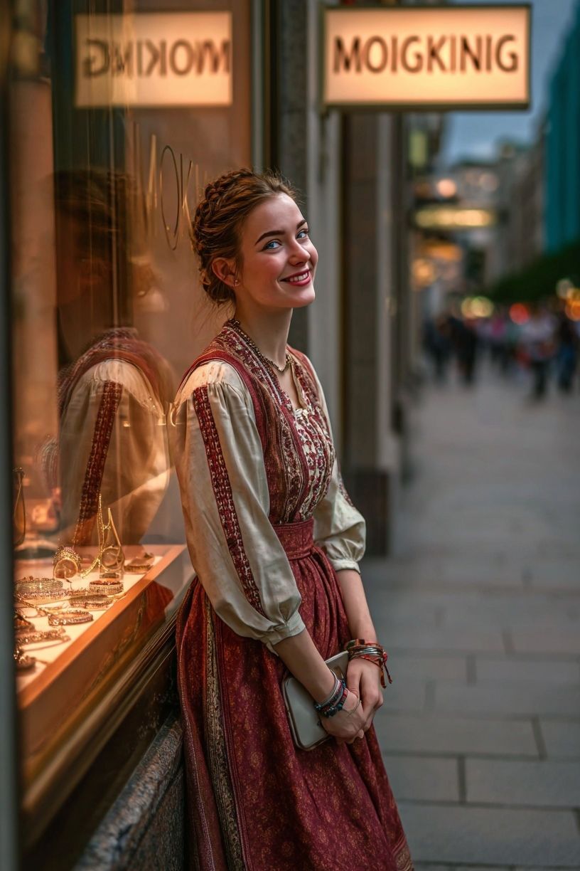 Smiling Woman in Street Photography Poster. poster — photography art