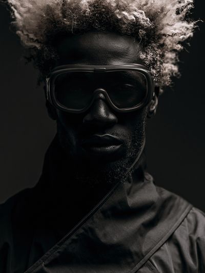 Moody Goggle Portrait Poster. poster