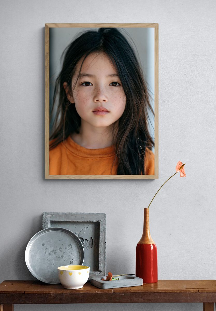 Freckled Girl Portrait Photography Poster. — room view 3