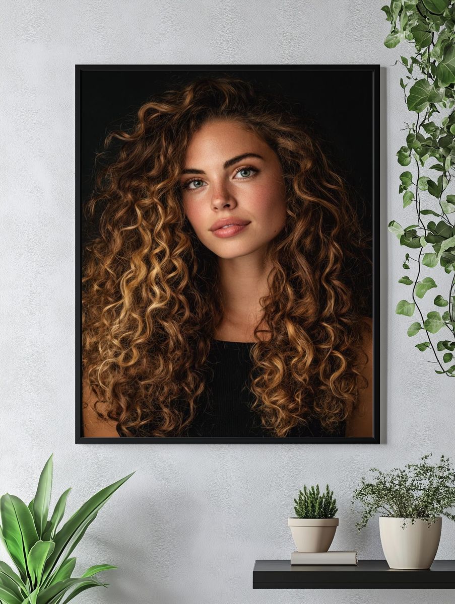 Curly Hair Portrait Poster. — room view 4