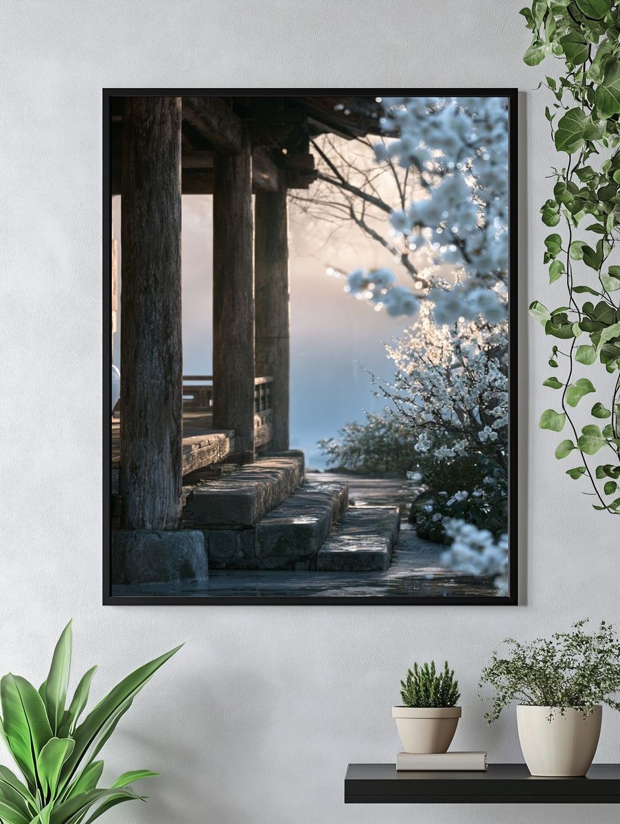 Misty Garden Pavilion Photography Poster. — room view 4