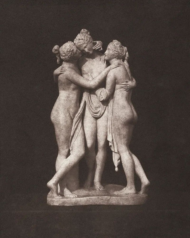 Sensual nude sculpture, Three Graces. poster detail